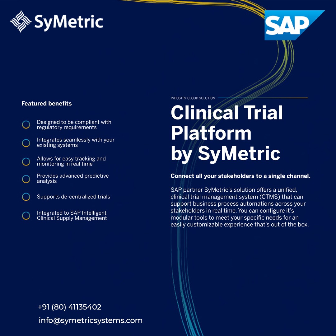 SyMetricSystems's tweet photo. SyMetric's Clinical Trial Platform and Trial Analytics are now on SAP BTP for Life Sciences, optimizing systems, ensuring data security, and expediting clinical trials.
#SyMetric #SyMetricSystems #clinicaltrialplatform #trialanalytics #efficiencyoptimization  #clinicaltrials https://t.co/lxRgYDWu5J