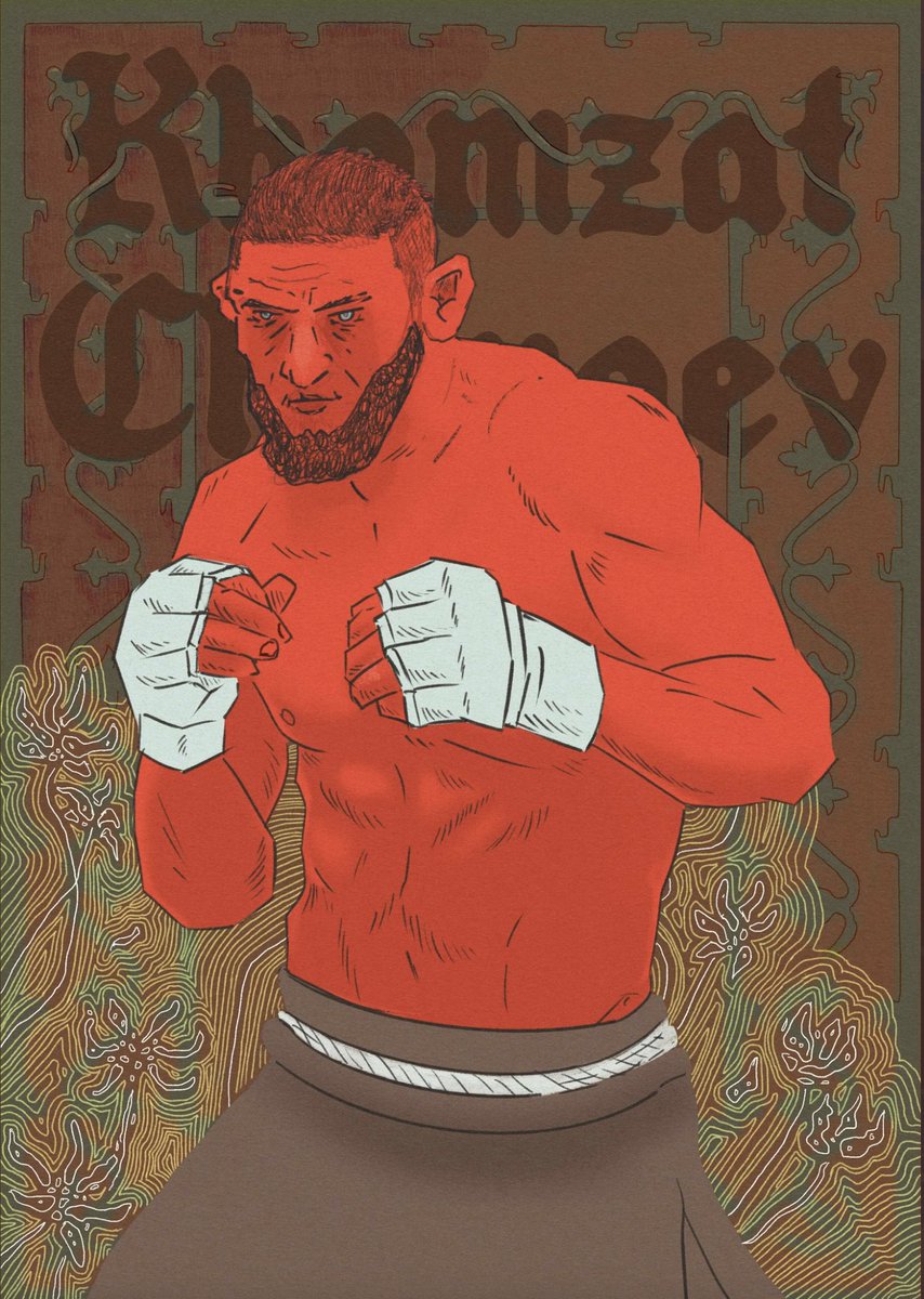 Unfinished artwork of Khamzat Chimaev after my first PPV #UFC279 and first portrait I guess.