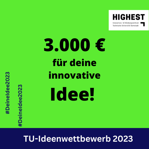 #DeineIdee2023💡Beim Ideenwettbewerb der <a href="/TUDarmstadt/">TU Darmstadt</a> gibt es für innovative Geschäftideen oder Forschungsergebnisse bis zu 3.000 Euro Preisgeld. Bewirb dich! Nur wer mitmacht, kann gewinnen! Auf gehts! Weitere Infos: highest-darmstadt.de/ideenwettbewerb