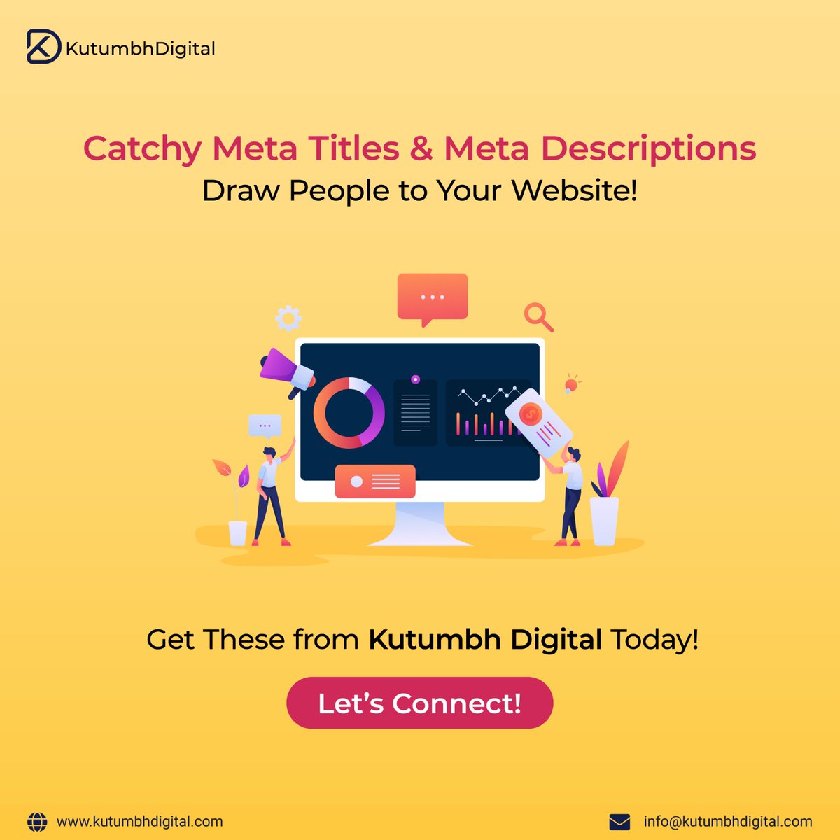 Catchy Meta Titles & Meta Descriptions Draw People to Your Website!

Visit: instagram.com/kutumbhdigital/

#kutumbhdigital #digitalmarketing #metatitles #metadescription