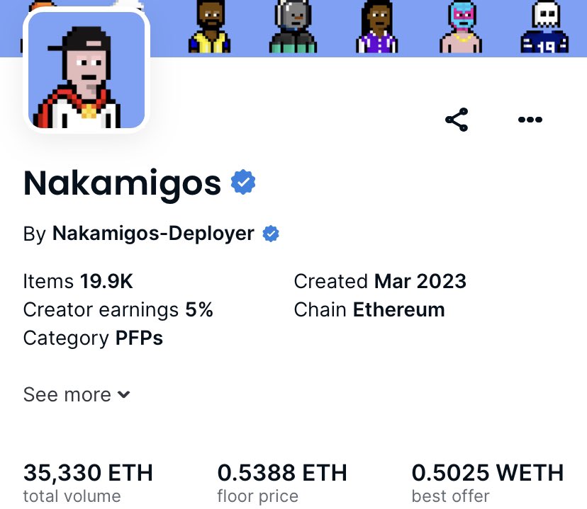 Nakamigos NFT giveaway 🎁

Floor price is 0.53 $ETH ($1,018)

Drop your ETH address, follow &amp; RT 🔔

~ 24 hours only ⏰