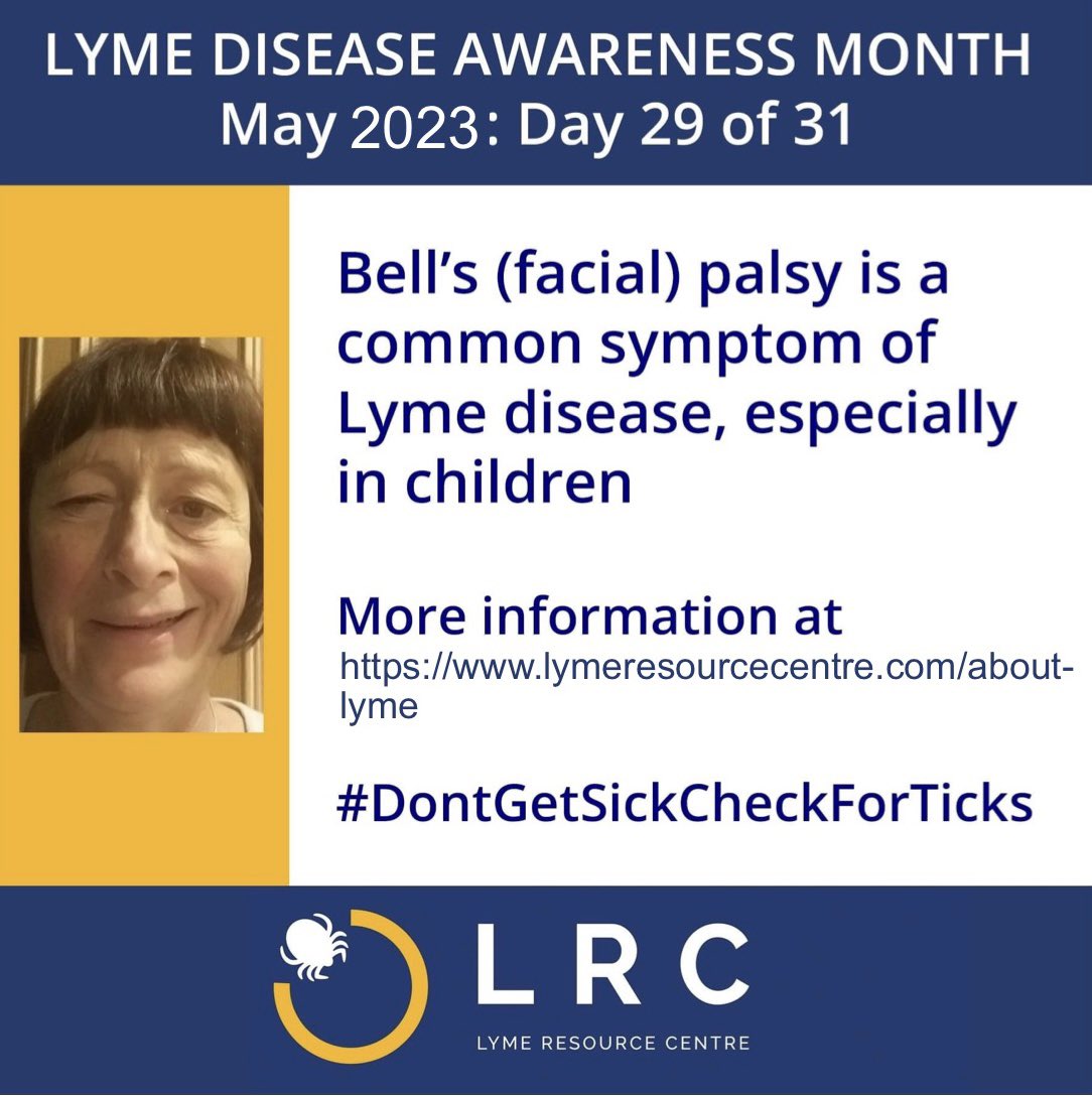 May is #LymeDiseaseAwarenessMonth! Bell’s palsy is a common symptom of Lyme disease, especially in children. More information is available on our website: lymeresourcecentre.com/about-lyme