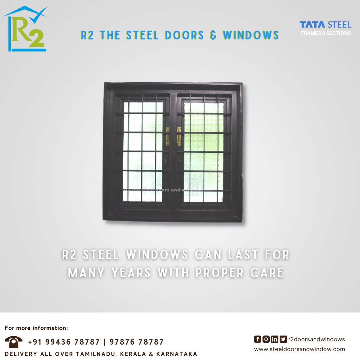 call us today for more info
99436 78787 | 97876 78787
R2 The Steel Doors & Windows
R2 The UPVC Doors & Windows

Leading Manufacturer
steeldoorsandwindow.com
.
.
#R2 #steel #savetrees #R2steeldoorsandwindows #steeldoors #steelwindows #strongwindows #Pollachi #coimbatore