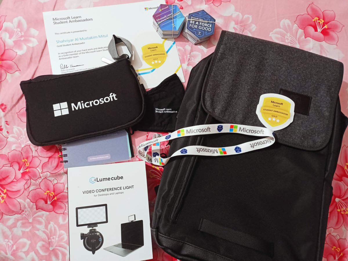 Received  these awesome @Microsoft goodies for being the youngest Gold Microsoft Learn Student  Ambassador. 

Thanks @IamPablo & the team ❤️
@MicrosoftLearn @MSFTImagine 
#mlsa #community #swags