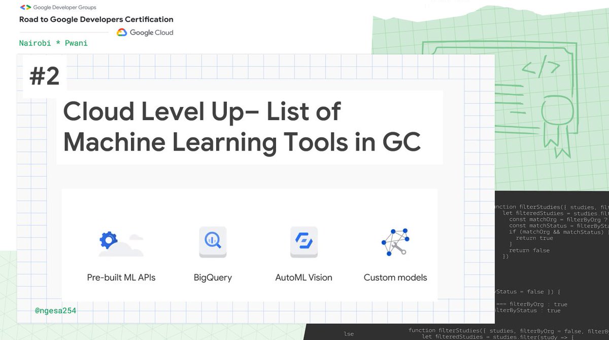 Ngesa254's tweet photo. 🌩️⚡Cloud Level Up
Are you Considering these #ML tools for Computer Vision with #GoogleCloud?
⏳It's essential to explore them in detail before investing time in custom models.
🚀Let's dive into each option for better understanding
⤵️
#CloudLevelUp #CloudAI #PrepWithGDG https://t.co/qmU5XFhwb2