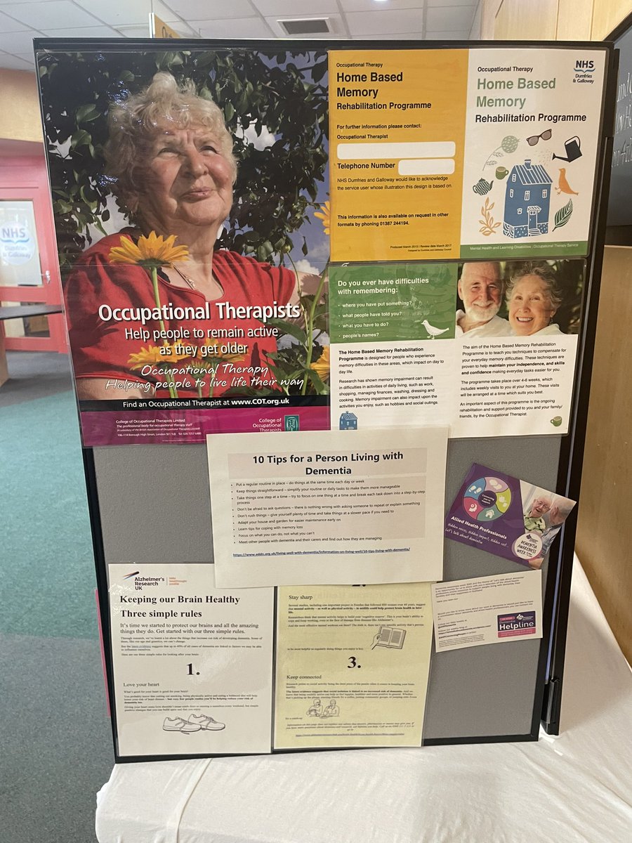 It’s Dementia Awareness week, stop by the foyer in Mountainhall Treatment Centre for information and an opportunity to speak with staff during lunchtimes #AHPConnectingPeople #DementiaAwareness @AhpDementia @ahpdementia_d_g @DGNHS @wendyAHPDem @ClaireMartinots