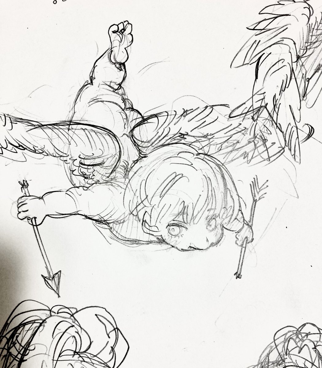 最近はアモルを描くのにハマってます  サボってるのとか矢を折ってるのとか好き