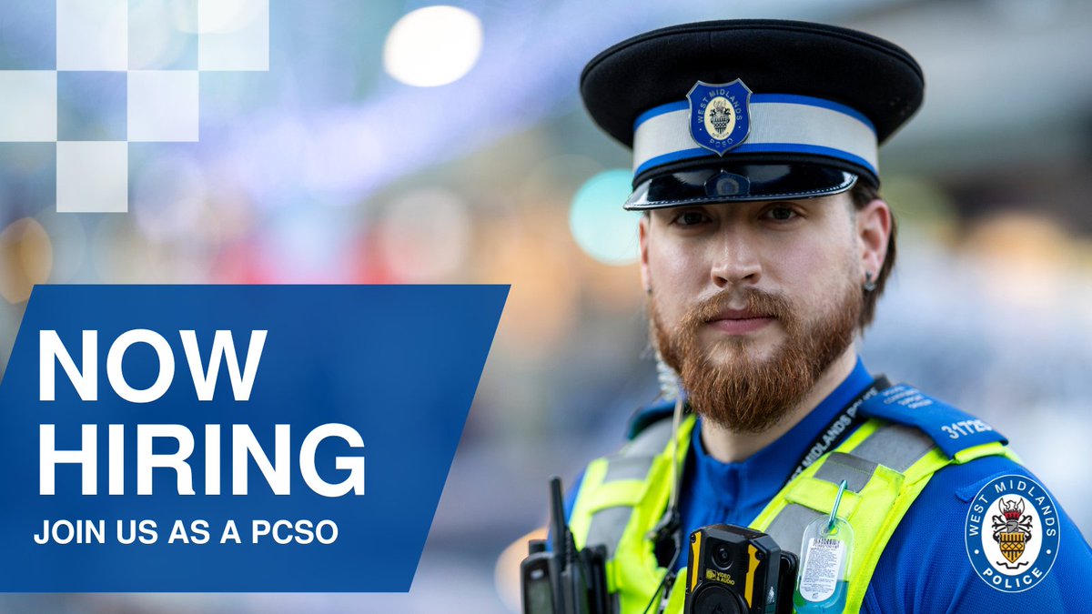 WalsallPolice's tweet photo. #RECRUITMENT | We are now recruiting for Police Community Support Officers (PCSOs) in the West Midlands! 

You can play a critical and visible role in helping keep our communities safe. 

Your future at WMP awaits 👮   

Find out more and apply today ➡️ https://t.co/APBay0nZ3J https://t.co/7VDoURqvuJ