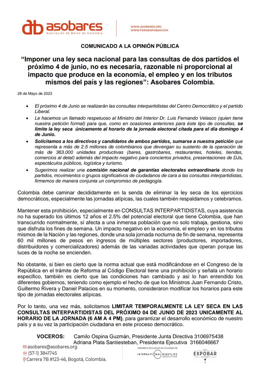 🚨Comunicado oficial tema Limitación ley seca próximas consultas interpartidistas de éste fin de semana🚨 <a href="/petrogustavo/">Gustavo Petro</a> <a href="/MinInterior/">MinInterior Colombia</a> <a href="/velascoluisf/">Luis Fernando Velasco Chaves 🚩</a> <a href="/laurisarabia/">Laura Sarabia</a> <a href="/PartidoLiberal/">Partido Liberal</a> <a href="/CeDemocratico/">Centro Democrático</a> <a href="/SimonGaviria/">Simón Gaviria Muñoz</a> <a href="/AlvaroUribeVel/">Álvaro Uribe Vélez</a>