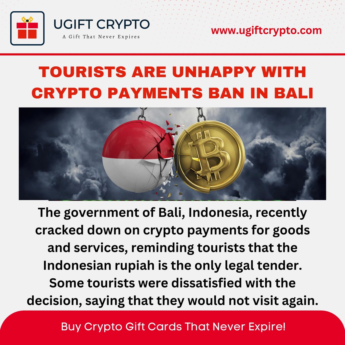 Tourists are unhappy with crypto payments ban in Bali.

Buy Crypto Gift Cards That Never Expire! 

#Bali #cryptoban #cryptonews #cryptocurrency #blockchain #cryptochina #cryptotrading #bitcoin #crypto #chinacrypto #bitcointrading #wallstreet #ceo #finance #antminer #iota