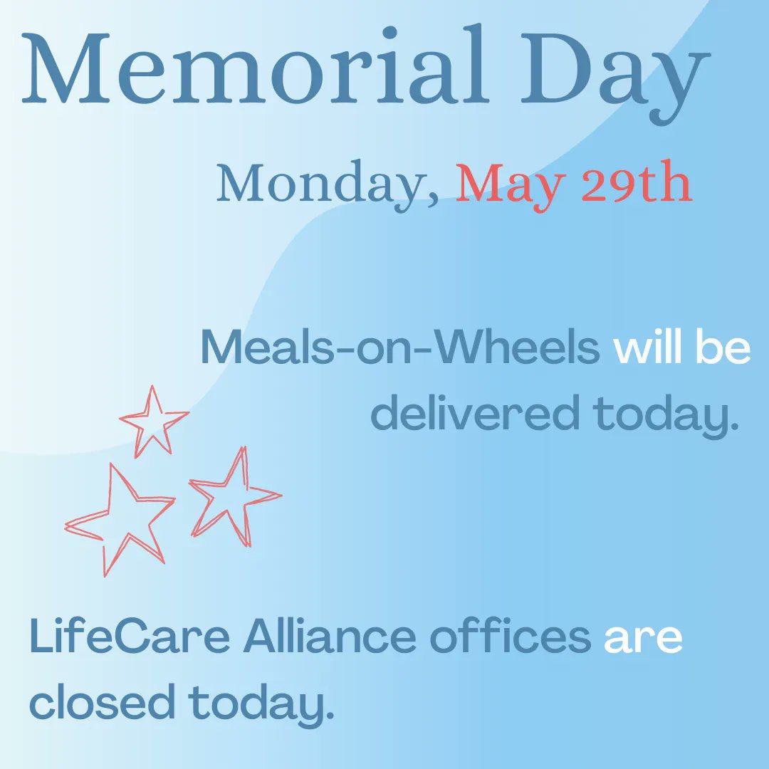 Our offices may be closed today, but our Meals-on-Wheels drivers will still see clients for regular meal delivery.