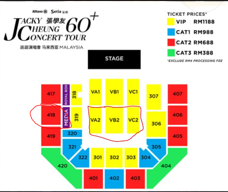onk_1998's tweet photo. WTS    
张学友Jacky Cheung 60+ Concert Tour Malaysia 🇲🇾  
Sunday 13th  (VIP Seat- VB2/VC2)   x2
Saturday 19th (CAT2 - 418)x2

Seating section do DM for more info https://t.co/07ArpnL2dz
