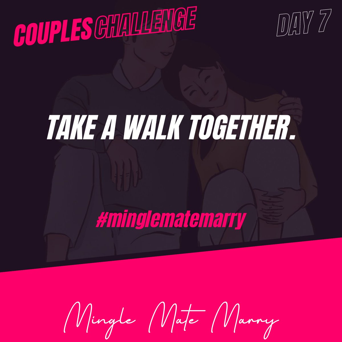 Welcome to Day 6 of Couples Challenge Month.

Take a Walk Together.

#marriage #marriagehumor #marriageworks #marriagetips #marriagegoals #marriageadvice #marriedlife #couplesgoals #coupleschallenge