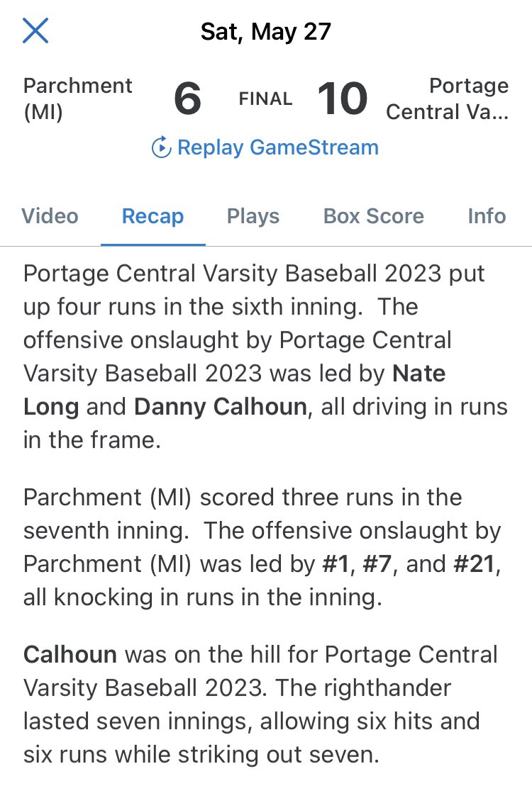 PC Mustang Baseball (@mustangspc) on Twitter photo <a href="/dcalhoun22/">Daniel Calhoun</a> was strong on both sides of the game. Got the CG W 7 innings 2 ER 7 Ks. Had 3 hits 2 RBIs w/ a HOMERUN
<a href="/Nate_Long27/">Nate Long</a> 2 hits 2 RBIs
<a href="/StockwellGray/">Gray Stockwell</a> 1 hit 3 RBIs
<a href="/hayward_easton/">Easton Hayward</a> 1 hit 2 RBIs
<a href="/TSachwitz/">Thomas Sachwitz</a> N. Green <a href="/AndrewEley2023/">Andrew Eley</a> each w/ 1 hit <a href="/dcalhoun22/">Daniel Calhoun</a> was strong on both sides of the game. Got the CG W 7 innings 2 ER 7 Ks. Had 3 hits 2 RBIs w/ a HOMERUN
<a href="/Nate_Long27/">Nate Long</a> 2 hits 2 RBIs
<a href="/StockwellGray/">Gray Stockwell</a> 1 hit 3 RBIs
<a href="/hayward_easton/">Easton Hayward</a> 1 hit 2 RBIs
<a href="/TSachwitz/">Thomas Sachwitz</a> N. Green <a href="/AndrewEley2023/">Andrew Eley</a> each w/ 1 hit