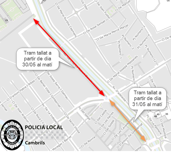 🚧⚠️Talls de trànsit a #cambrils amb motiu de la #fira a partir de demà al matí 
Av. Charles Darwin i Passeig  Albert
#Mobilitat