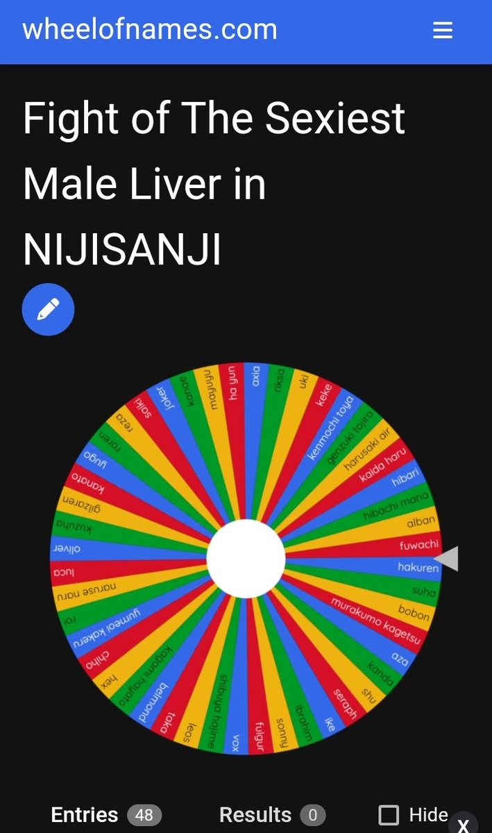 Another_Video's tweet photo. Thank you for participating in the 1st round 🙏

Now its time for the 2nd round of twitter polling war for the sexiest male liver in NIJISANJI

48 name on the list and will be picked by wheelsofnames to decide whos going to fight

You can see the first round in thread below this https://t.co/uLXN3bHHrc