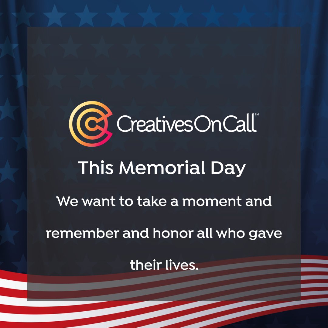 creativesoncall's tweet photo. Creatives On Call wants to thank all the brave men and women who made the ultimate sacrifice to protect our country.  Thank you for your service. https://t.co/PTjcSTj6c9