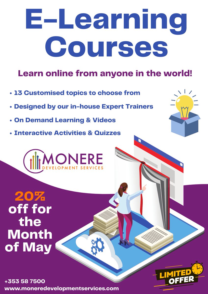 🚨Last few days to available of our May Madness and grab yourself a deal on our Customised E-Learning Courses 💻

Click the link below to view the full list of our courses on our website 👇 moneredevelopmentservices.com/shop/