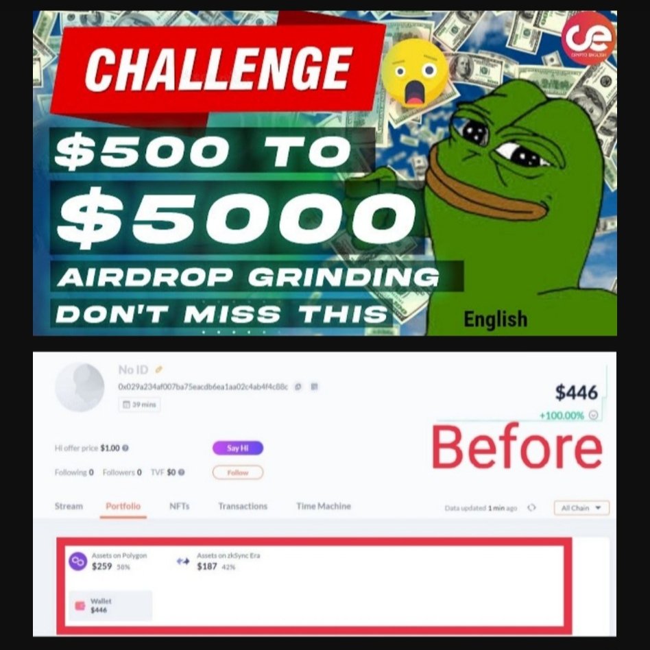 🚀I took $500 to $5000 #Airdrop grinding challenge🦾

🏃It's a running🧵
💵U can track my wallet
💱I will post what I do every week in this🧵

😎Our aim is to get #Airdrops by spending low ⛽

👇This week
💱Txn on 5 potential #Airdrop platforms
⛽$6

💙Like
🔁RT
✅Follow
👇Read