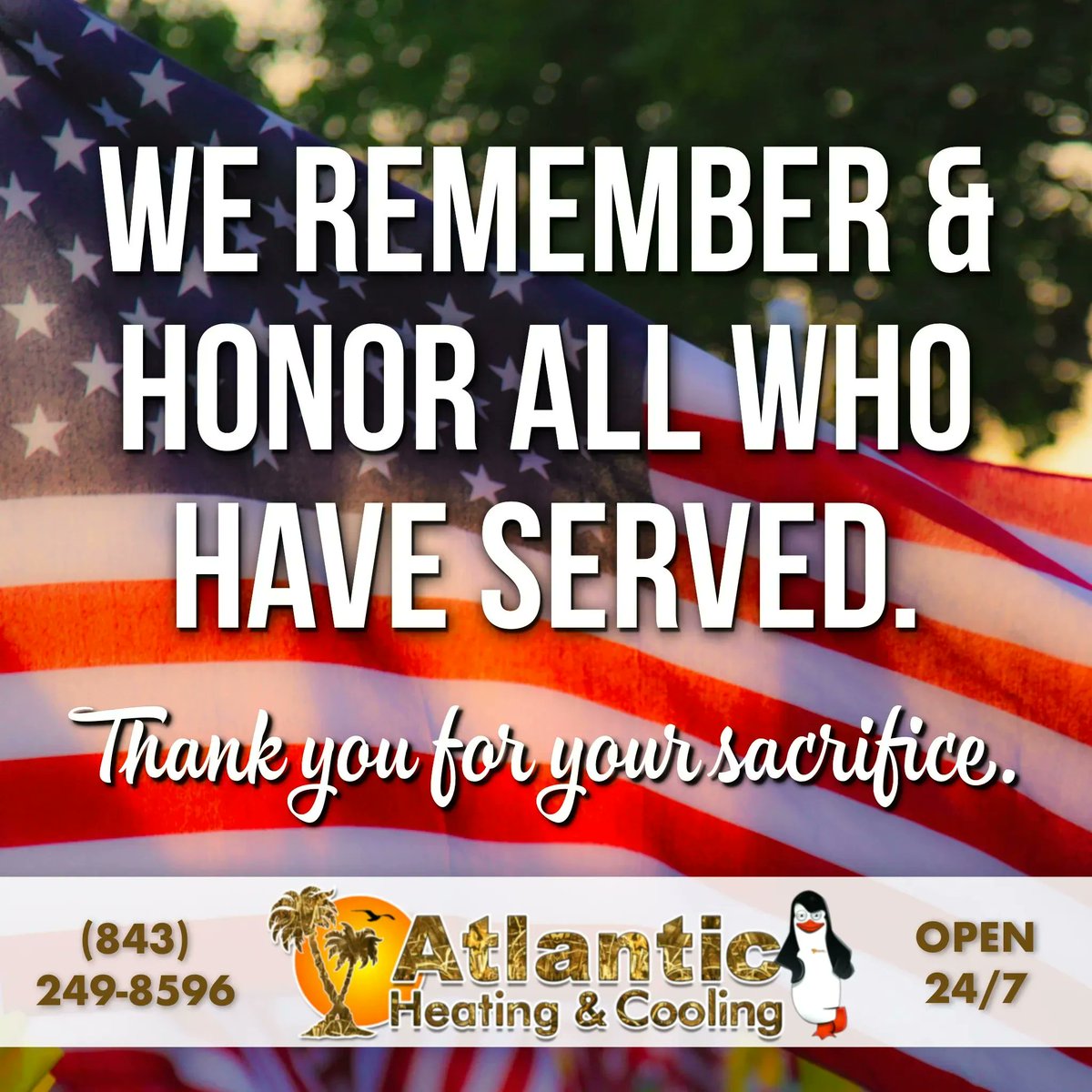 We remember and honor all who have served our great country. Thank you for your service and your sacrifice. God Bless
🌴
atlanticheatingandcooling.com
🌴
#MemorialDay #HVAC #MyrtleBeach #NorthMyrtleBeach #SouthportNC #LittleRiverSC #LongsSC #LorisSC #Calabash #Shallotte