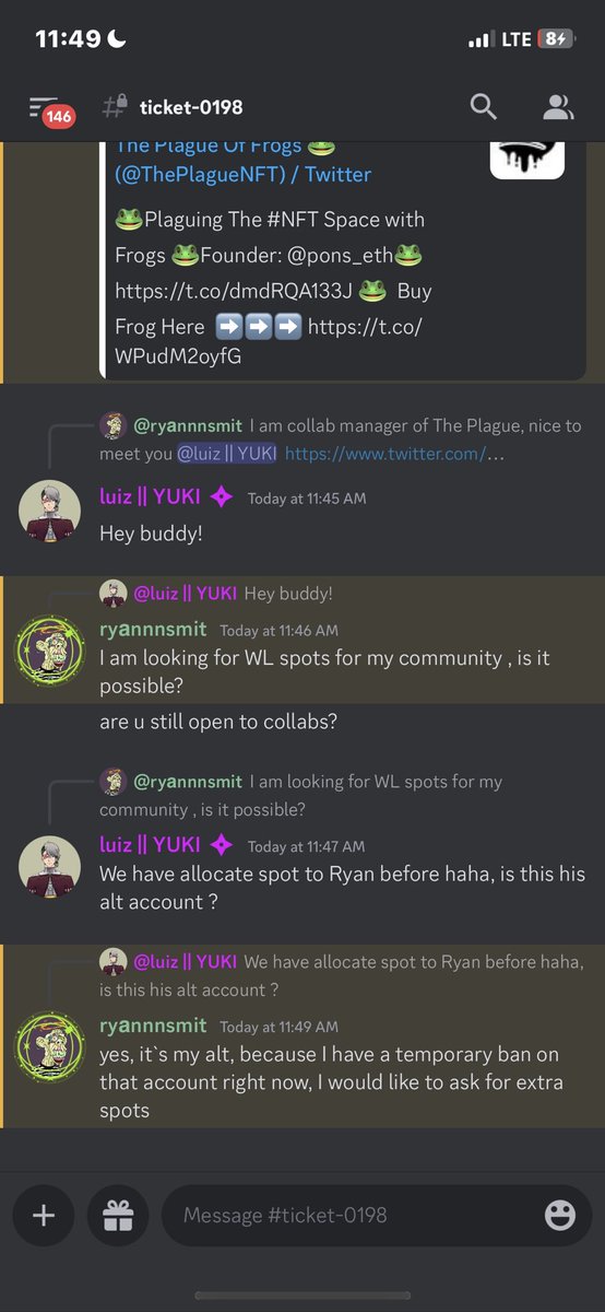 You ever see shit like this in your projects tickets it’s never gonna be me. I never have a modified pfp. Be careful out there my fellow CMs please share this round so people don’t get burnt 🙏🏼🙏🏼