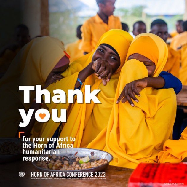 $2.4 billion! Thank you to all donors for your commitment to the #HornOfAfrica. Your support helps save millions of ppl in #Ethiopia #Kenya #Somalia suffering from one of the world’s worst #climate emergencies. ➡️bit.ly/4367wxN @UNOCHA @JoyceMsuya #InvestinHumanity