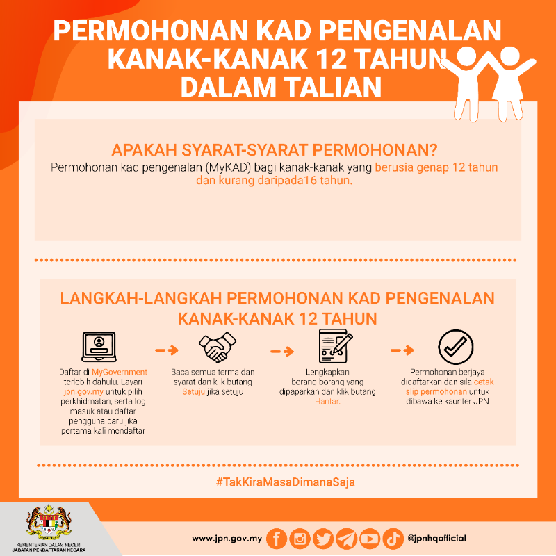 jpnhqofficial's tweet photo. TIPS BERURUSAN DI JPN SEMASA CUTI SEKOLAH

Waktu cuti sekolah memang ramai ibu bapa datang ke JPN untuk mohon MyKad 12 tahun anak. Untuk memudahkan urusan, buat permohonan secara online dengan mengimbas kod qr atau layari https://t.co/cwt759I2yC.

#RakyatDiHatiJPN
#MalaysiaMADANI https://t.co/gyRfy7lqOe