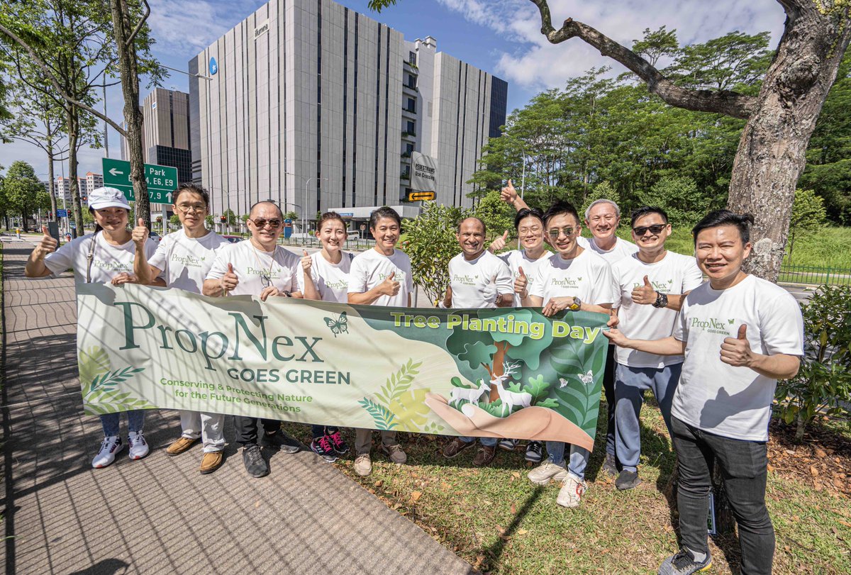 PropNexRealty's tweet photo. First 50 trees planted by PropNex. In a movement towards cutting carbon footprint, protecting the earth and for a greener environment, let’s play our part in recycling, reusing and reducing. 🌳🌲
#PropNexgoesGreen https://t.co/AqgxMfa1ky