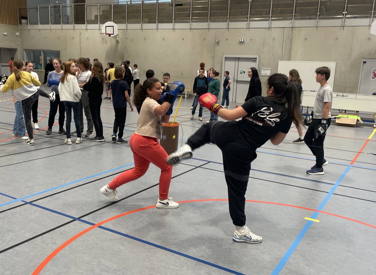 Les élèves de 5e ont rencontré des champions de boxe française pour des démonstrations de combats et d'assauts. Ils ont ensuite pu arbitrer, croiser les gants avec eux et enfin échanger sur leur vie et leur pratique. <a href="/CollegeHeritier/">College Françoise Héritier, L'Isle-Jourdain (32)</a> <a href="/FannySerena/">Fanny SERENA</a>