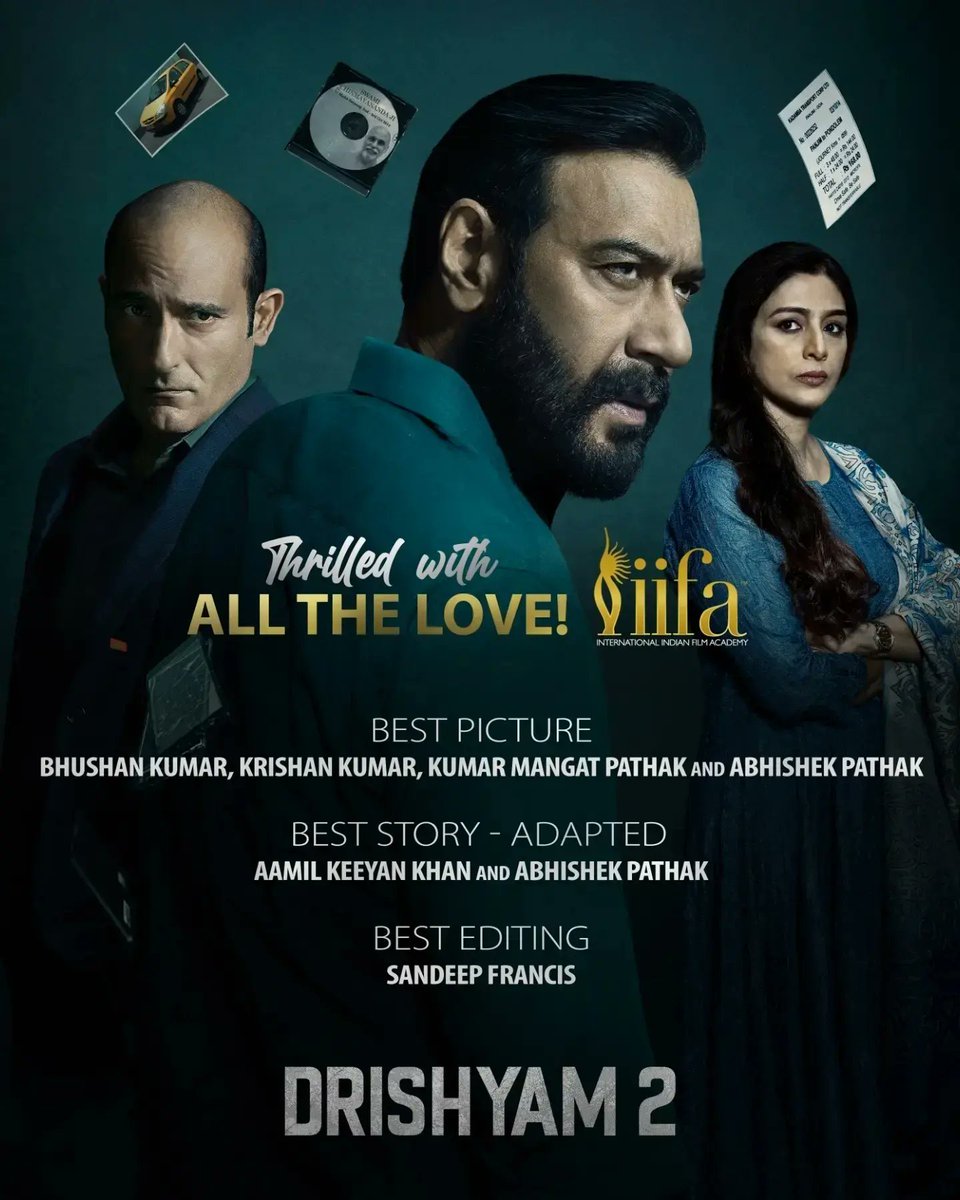 RealManishYadav's tweet photo. Congratulations to the entire team for winning 3 awards for #Drishyam2 at 
#IIFA2023 
#AjayDevgn @ajaydevgn @KumarMangat @AbhishekPathakk @ishidutta https://t.co/uSybve8BBD