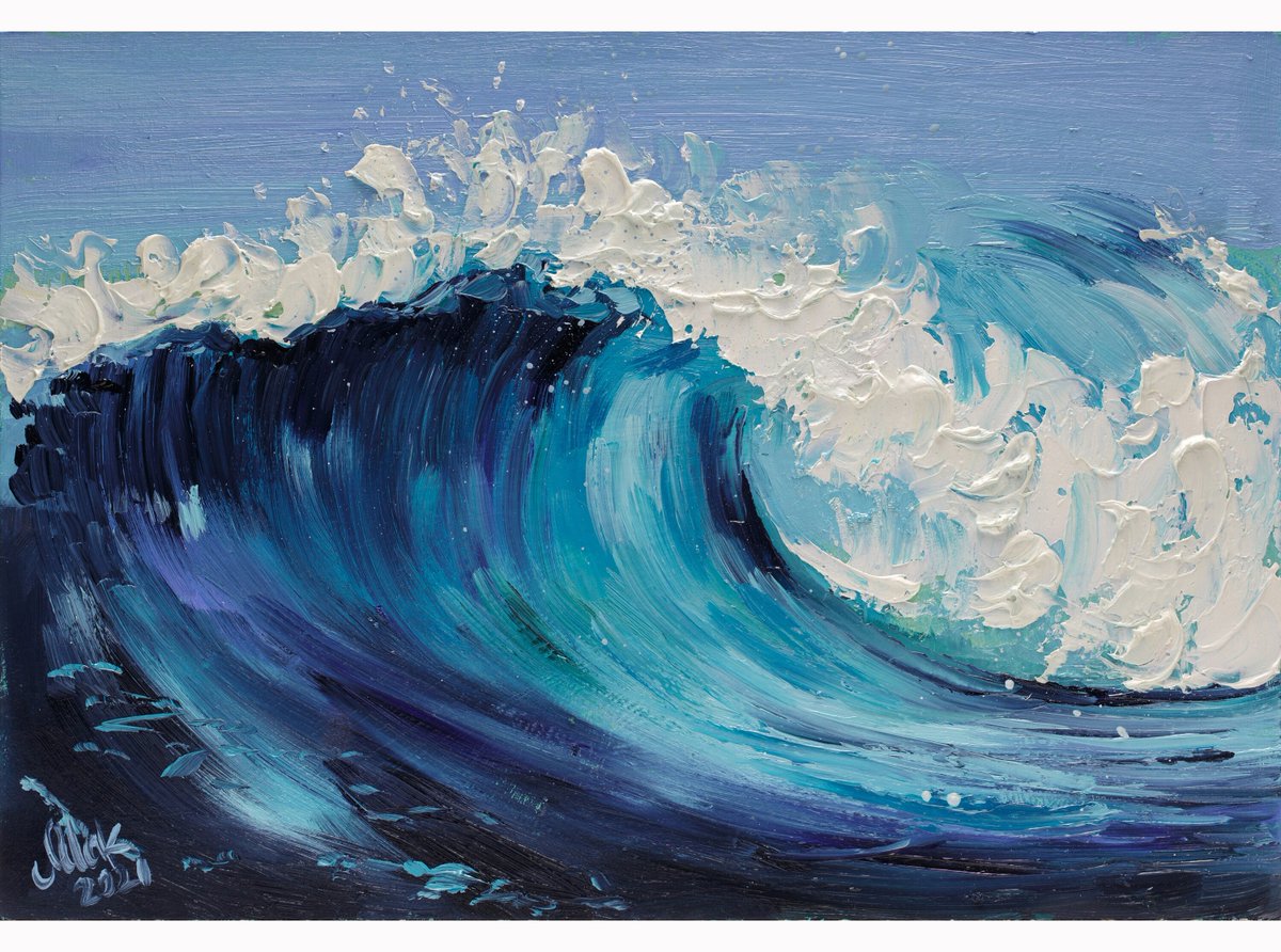 Ocean Wave Painting 
#Oceanart #WavePainting #BeachWallArt  #PrintonCanvas #Abstract #Impasto #PosterinFrame by Nataly Mak etsy.me/43eN25W #coastaltropical  #oceanwaveart #coastalpainting #beachwallart