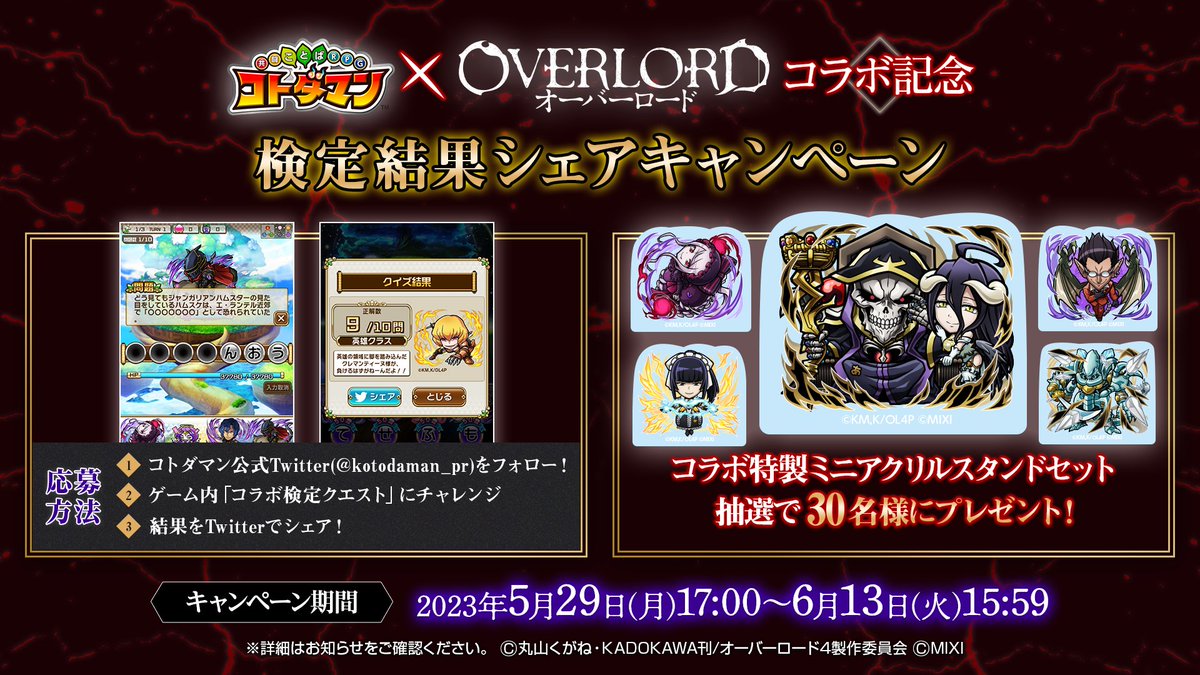 コトダマン　オーバーロード　コラボ特製ミニアクリルスタンドセット コトダマン オーバーロード コラボ特製ミニアクリルスタンド