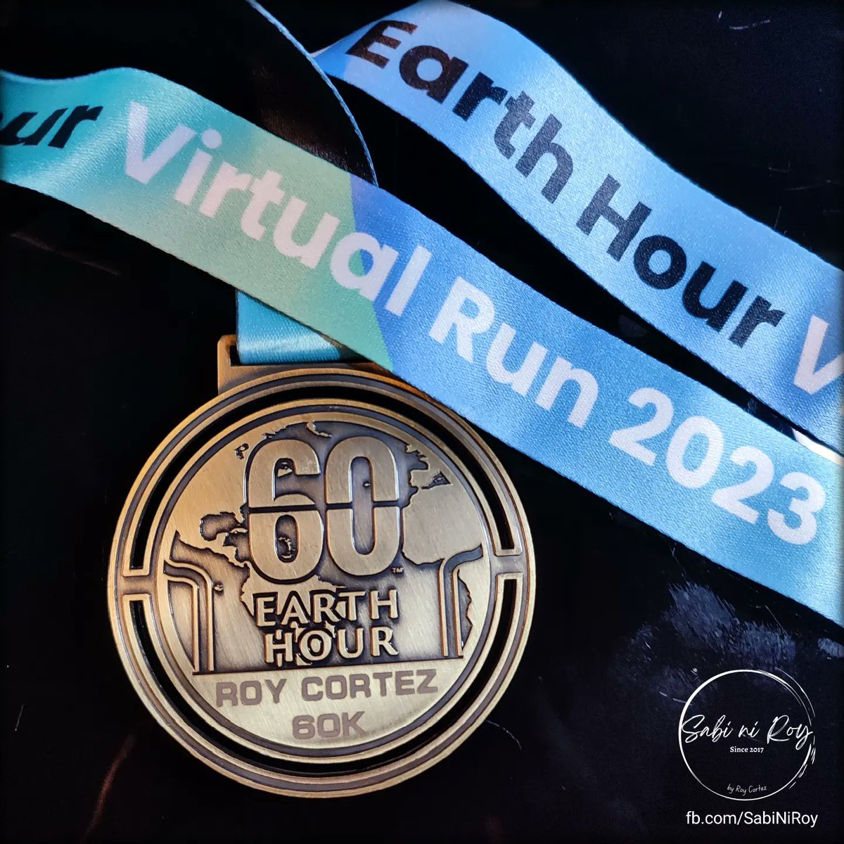 SabiNiRoy's tweet photo. @WWF Philippines @earthhour Virtual Run 2023 - 60km Finisher's Medal c/o @pinoyfitness #PFAtleta app. See you on the next run! A road marathon perhaps? https://t.co/gq5Jm3KG4q