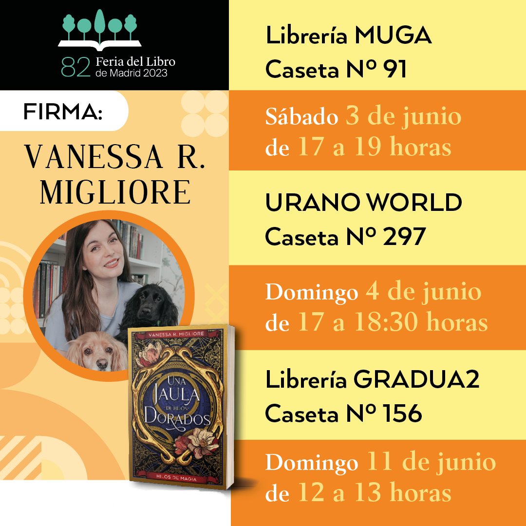 vanessarmiglior's tweet image. ¡Empieza la Feria del libro de Madrid!
Nos vemos este finde y el próximo en la feria. Aquí os dejo las fechas 📚❤️
Podéis traer cualquiera de mis novelas y también las encontraréis allí