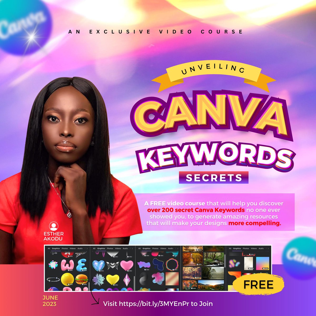 Exclusive for Canva Designers! I will be unveiling over 200 Canva Keywords Secrets to generate amazing resources that will make your designs more compelling. Visit bit.ly/3MYEnPr to get FREE access. #canva #canvakeywords #canvadesigner #graphicdesigndaily #canvadesign