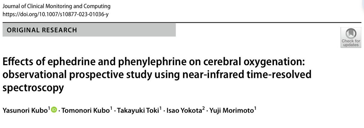 🧠 New paper alert! 📢 It explores the use of ephedrine & phenylephrine for intraoperative hypotension treatment. This study used time-resolved spectroscopy to measure cerebral oxygenation (ScO2) & total cerebral hemoglobin concentration (tHb). 🔬