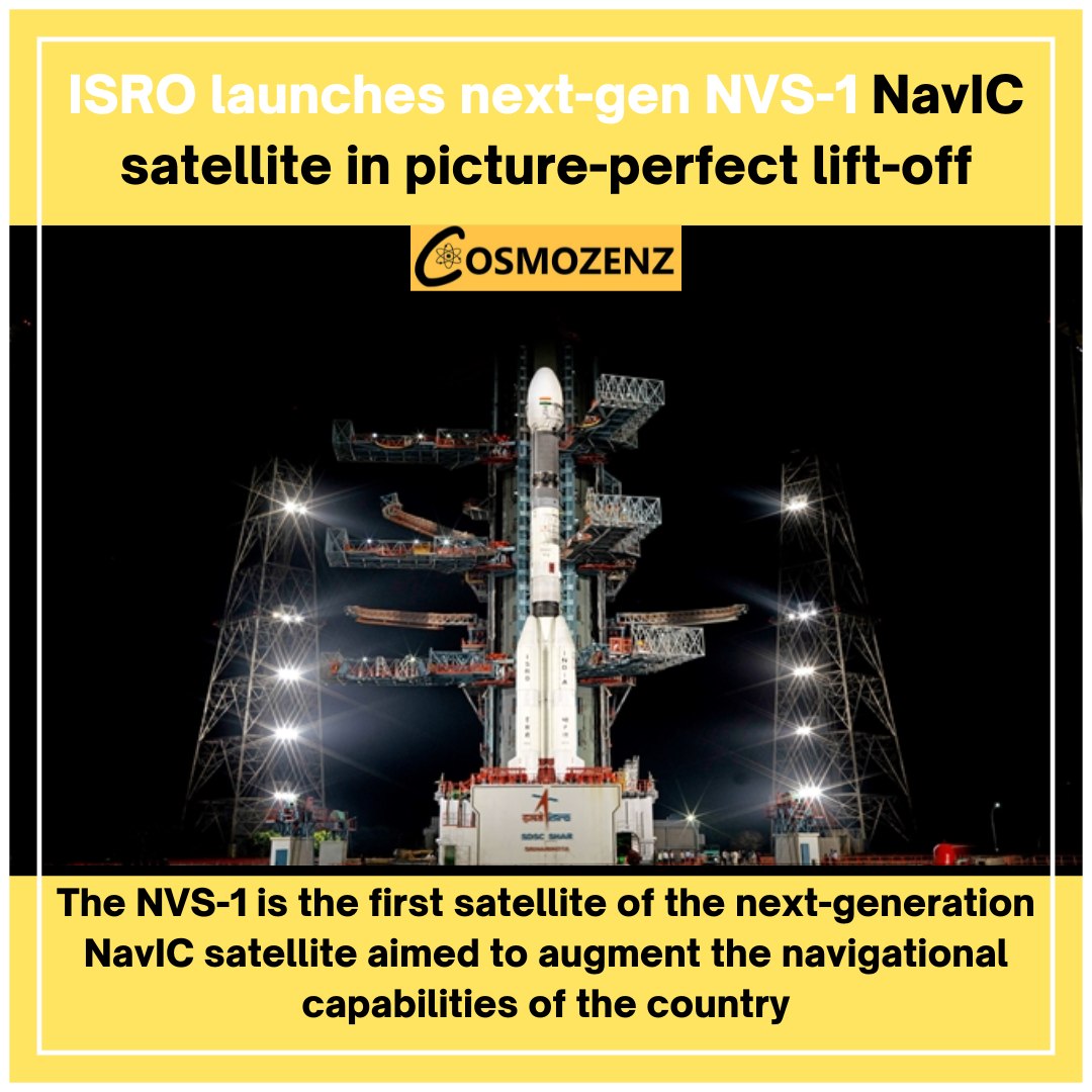 The system was developed looking at the growing requirements of the Civil Aviation sector in the country for better positioning, navigation, and timing.

Follow: @cosmozenz 
.
.
#isro #nvs-1 #engine #space #spacestation #india #space #spacecraft #earthlanding #landing #video