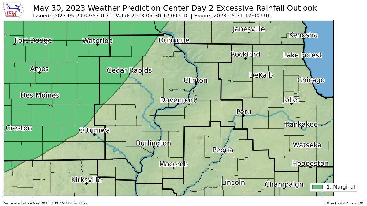 WPC issues Day 2 Marginal Risk Excessive Rainfall Outlook at May 29, 7:53z for DVN wpc.ncep.noaa.gov/archives/web_p…