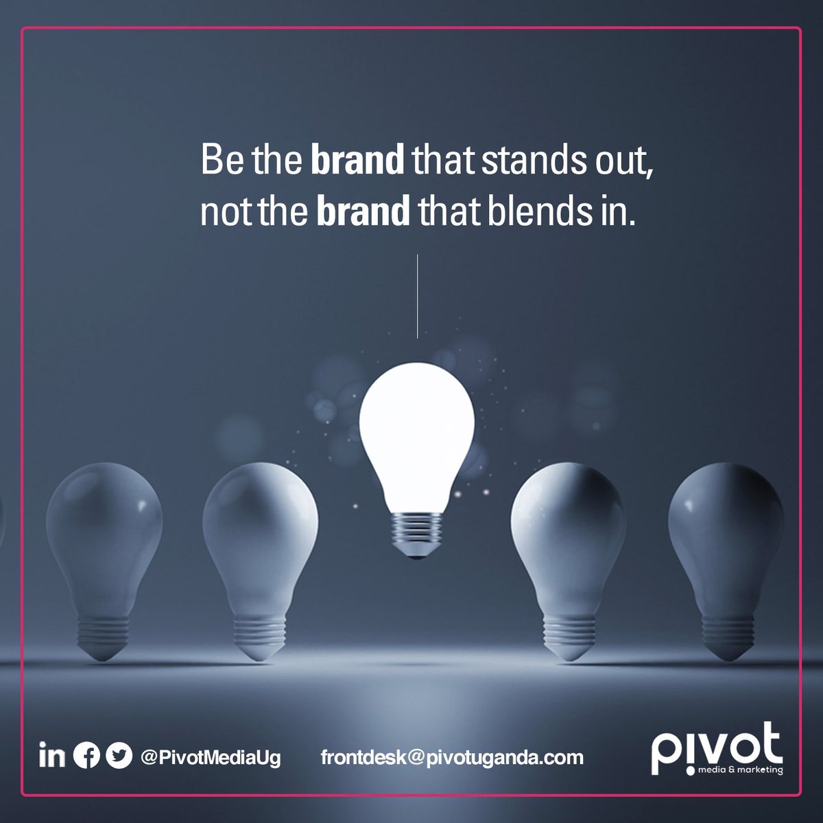 #Mondaytip  ✴️

Your brand can attract, and engage your audience like never before if you have a distinct identity and a unique value to offer.

At @PivotMediaUg we pride in creating integrated branding & communication strategies that help our clients thrive. 📈
#PivotPr