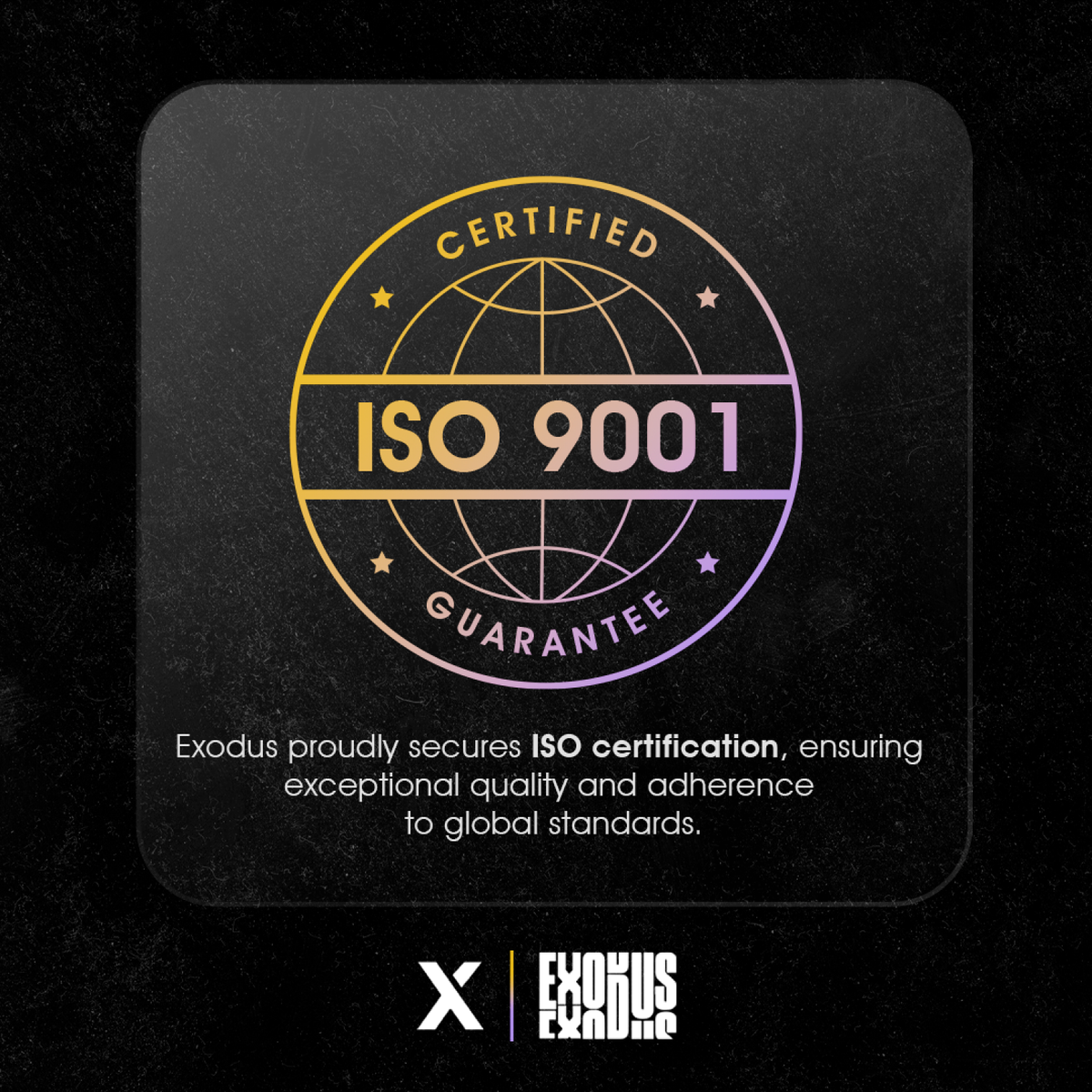 exodusfl's tweet photo. Humbled and thrilled as Exodus achieves ISO certification! 🎉 Grateful for the opportunity to uphold international standards and deliver exceptional experiences. ✨

#exodus #teamexodus #isocertified https://t.co/ejPpXkdkRi