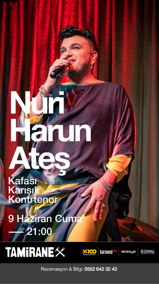 9 Haziran’a kadar toparlanırım herhalde, hepimize huzur diliyorum 🍀

9 HAZİRAN CUMA GÜNÜ 

AKASYA AVM <a href="/Tamirane/">Tamirane</a> ‘de görüşmek üzere🥰

Bilet ve Rezervasyon için numaramız⤵️

☎️ 0 552 642 32 43

#nuriharunates 
#kafasıkarışıkkontrtenor