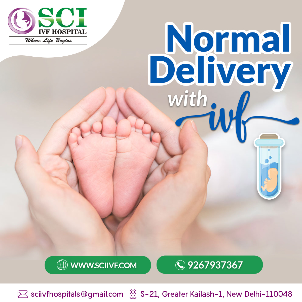 Experience the joy of a normal delivery with IVF at SCI IVF Hospital. Our dedicated team provides personalized care, advanced techniques, ensuring a safe and successful childbirth journey.

Call us: 011-41022905/7/9,+91-9267937367

#NormalDelivery #IVF  #IVFChild #SCIIVFHospital