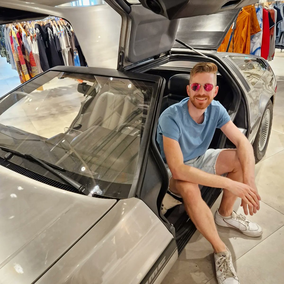 There is a Delorean in Selfridges for some reason