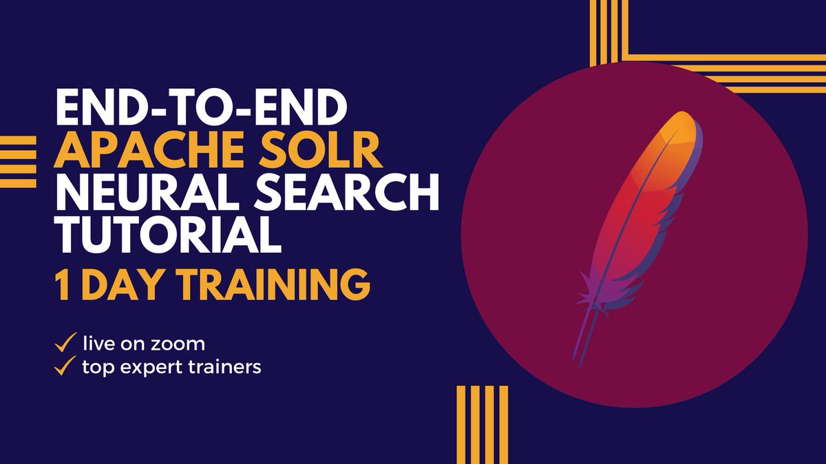 SeaseLtd's tweet image. Join us for an #ApacheSolr #NeuralSearch training session on June 1st, 5:00 PM to 7:00 PM GMT+1! 

Learn how to index and search vectors and perform a full end-to-end neural search with real examples to improve your search experience!
Register: sease.io/information-re…