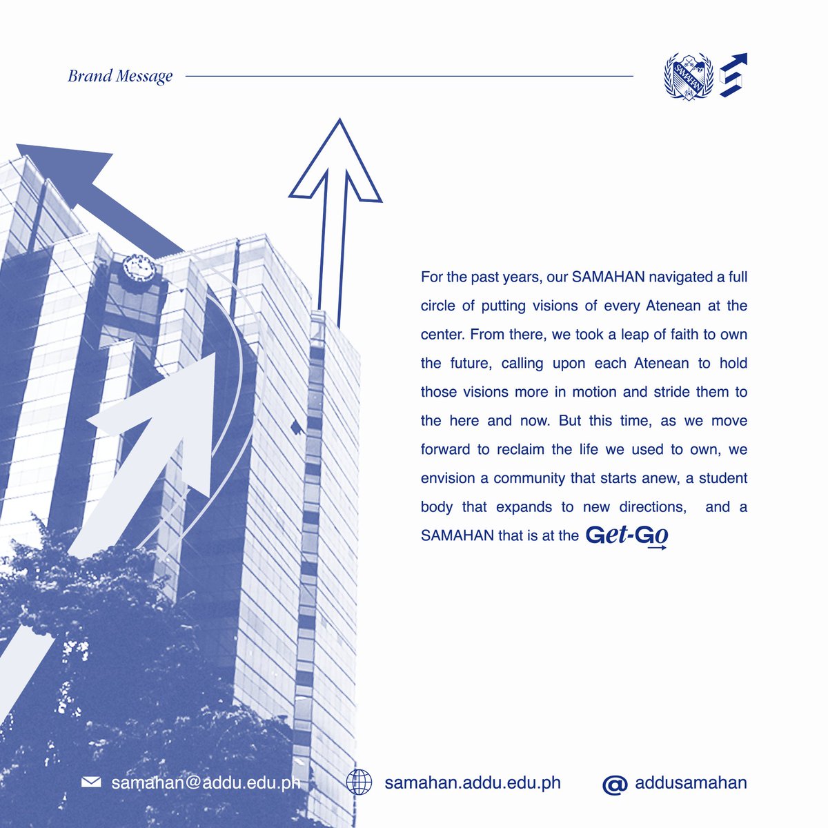 addusamahan's tweet photo. About the Branding | In this era, we embrace 𝓜𝓪𝓰𝓲𝓼, pursuing dreams for Ateneo Community and society.

SAMAHAN renews its commitment to serving at the #AtTheGetGo, reigniting passion and dedication to uphold values and fulfill our purpose. 🌅 https://t.co/HOfPGlD6Mo