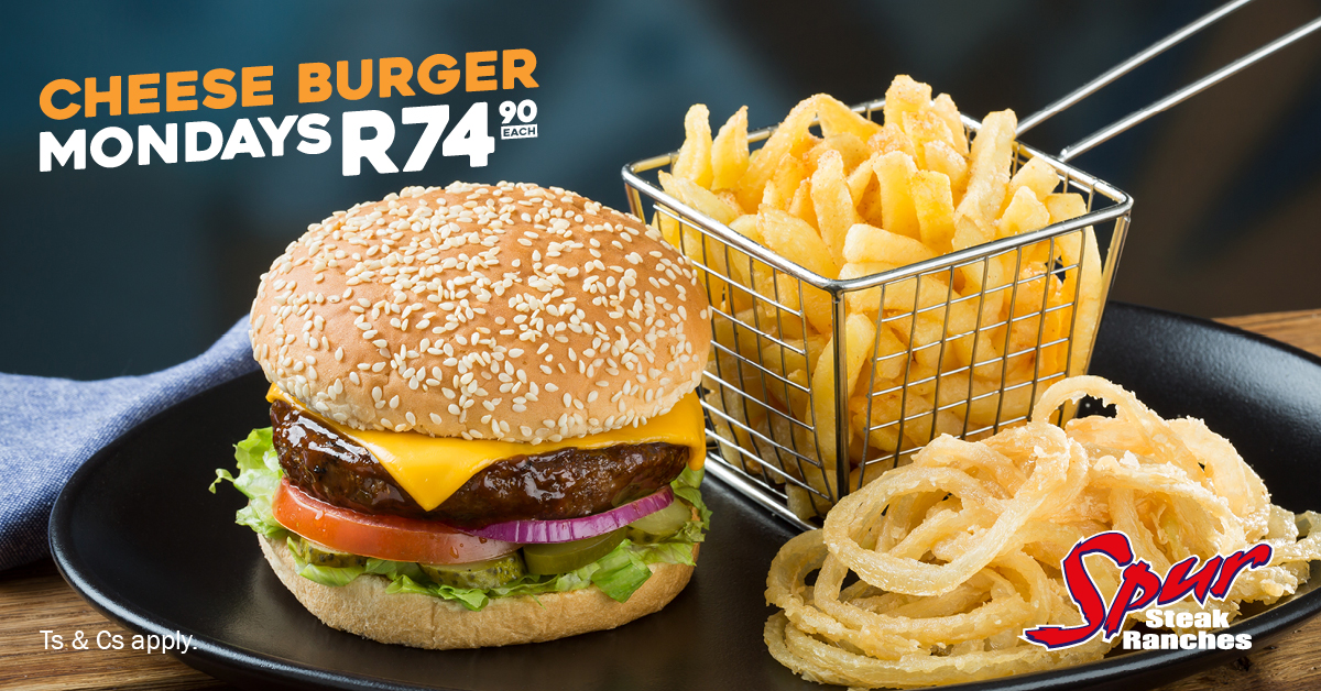 <a href="/anitalabuschag2/">ANITA LABUSCHAGNE</a> #SpurCheeseBurgerMondays your way with our tasty Soya 🌱 Cheese Burger for just R74.90.

Reply #Stop to opt out.