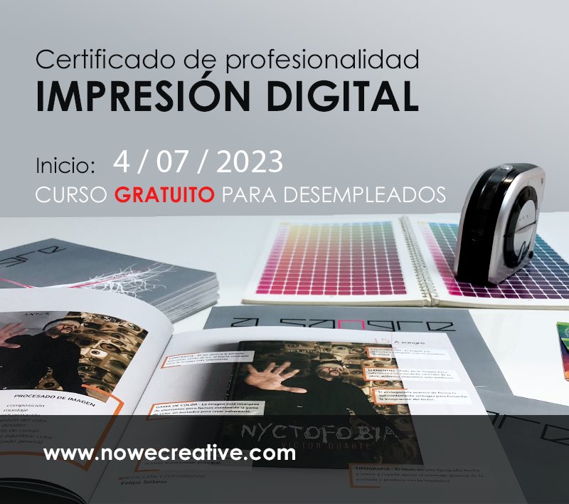nowecreative's tweet photo. IMPRESIÓN DIGITAL. Ya estamos preparando el próximo Curso GRATUITO para desempleados. Certificado de Profesionalidad de Impresión Digital en Nowe. 
Infórmate:

https://t.co/ybwdAunCrZ

#certificadodeprofesionalidad
#creatividad
#impresiondigital
#formaciongratuita https://t.co/LcmKJK1L5o