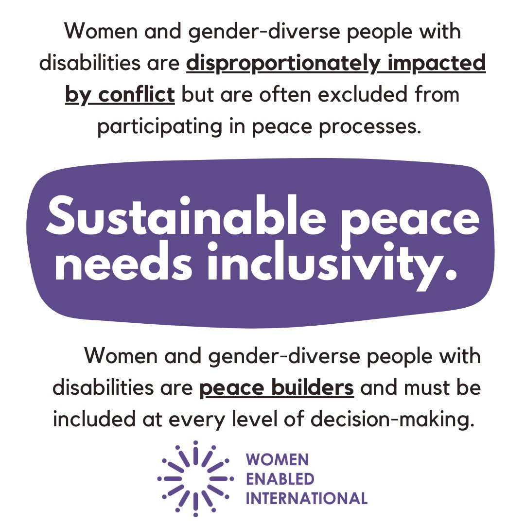 WomenEnabled's tweet image. Women &amp;amp; gender-diverse people w/ disabilities living through conflict &amp;amp; emergencies have invaluable insights for peacebuilding &amp;amp; must be included in every step.

Explore our factsheet to learn more about rights in these challenging contexts. 🔗: bit.ly/42bI2h2
