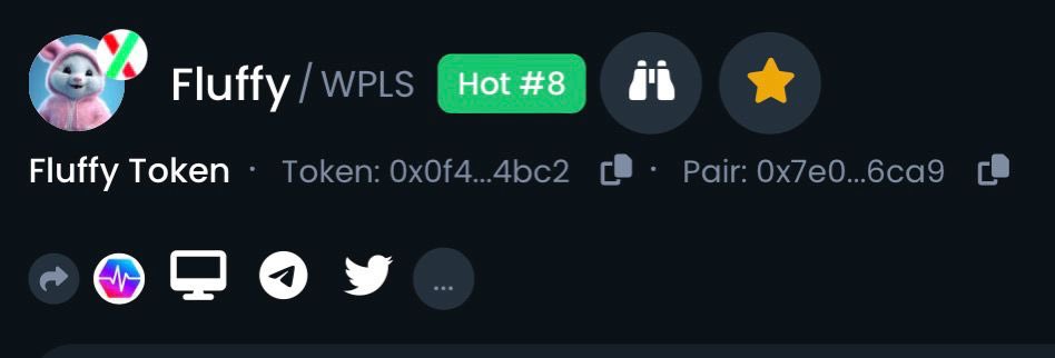 FluffyTokenHQ's tweet photo. $Fluffy hot #8 trending on Dextools 🔥 

Time to fluffify #Pulsechain 🐰🐻

First and only #AI generated memecoin on this chain 🤖

$Biao $Kishka $Moonr $HEX $PLSB $PLS $PLSx https://t.co/nUlhf7vfEf