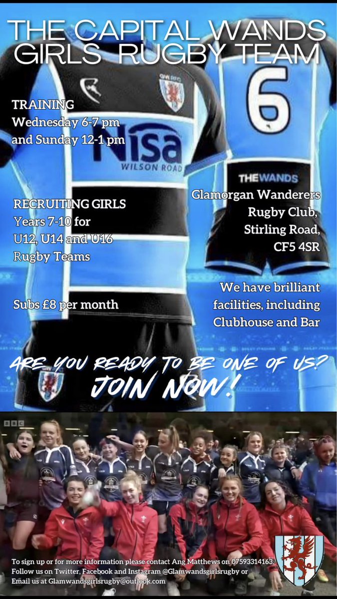 Feeling bored on Wednesdays and Sundays ? Looking for a new challenge? Looking to make some lush new friends ? Why not join our team- we’d love to have you on board ⁦@GlamWandsRFC⁩ #girls rugby ⁦@WRU_Community⁩